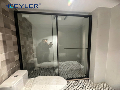 Cabin phòng tắm kính inox trượt 180 độ giảm chấn 2 chiều