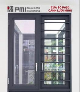 Cửa sổ có lưới muỗi nhôm Pmi hệ 65D